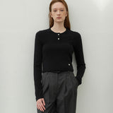 (CD-2173)ESSENTIAL CASHMERE CROP CARDIGAN