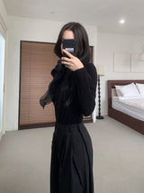 Grace Two-Tuck Button Wide Long Slacks