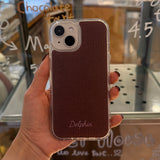 EMBROIDERY KNIT HARD JELL CASE _ BROWN