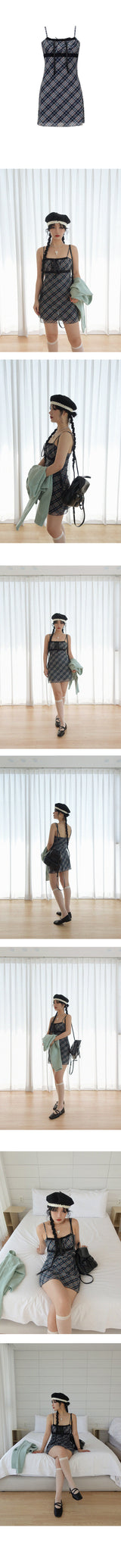 RITTEN CHECK LACE MINI DRESS