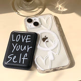 WhiteBlack - Love yourself Magsafe Phone Case Card Pocket Set