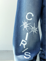 DEMON SIDE DIRTY LOGO DENIM BANDING PANTS UNISEX