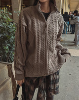 アンケーブルニットジップアップ