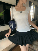 ブラックパンチングミニパンツスカート