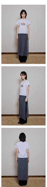 スリーベイビーキャッツスリムTシャツ - ホワイト