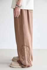 Applique Point Sweatpants - BROWN