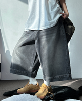 UP SIDE DOWN BACK PATCH CARGO BALLOON DENIM BERMUDA 🩵🖤2COLOR