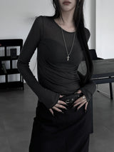 layered see-through long sleeve T (4color)