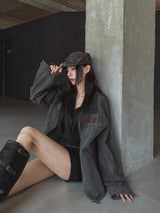 ヒナスリムロングリブボタン長袖Tシャツ