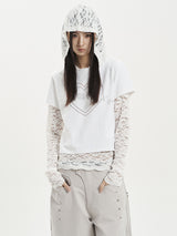 LACE BUTTON HOODIE TOP