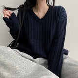 Tied V-neck twisted knitwear