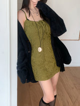 Lumi square Lace String Mini  Dress