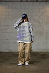 JERRY STRIPE OVERFIT LONG SLEEVE T-SHIRT / GRAY