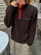 Chil Pocket Half-Neck Button Knit