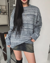 ソフトミックスストライプニット