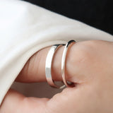 SVR-633 Silver 92.5 Bare Ring & Round Layered Silver Ring Set
