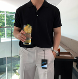 Air Cool Button Collar Short Pants Knit