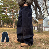 アールピンタックデニムパンツ