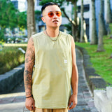 Color-blocking antibacterial pocket tank top