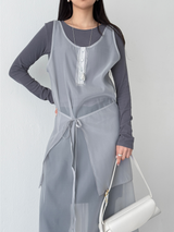 button sheer dress (3color)