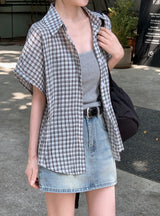 #Rico Check Roll Up Short Sleeve Shirt (3color)