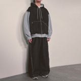 レイヤードデコストラクトジップアップフーディー_ブラック