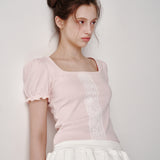 レースパフTシャツ(Pink)