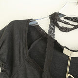 Lace Button Shirring Strap T-Shirt 231330508