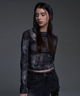 [NF] DENIM SEE-THROUGH WASHING COWL HOODIE (BLACK)_F24QB279