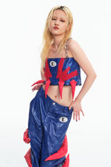 Embryo Pu leather special-shaped tube top