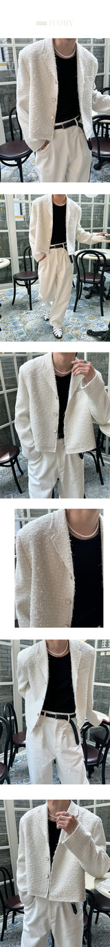 [PREMIUM] Crush glitter tweed jacket(2color)