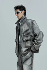 Vintage Cement Grey Denim Jacket