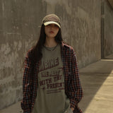 Logo Point Check Shirt - Burgundy