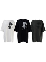 [unisex]フラワープリントオーバーフィット半袖Tシャツ (3color)