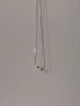 [925silver] Small cubic & bar necklace