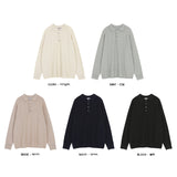 LMN Dot Raglan Button Collar Knitwear (5 colors)