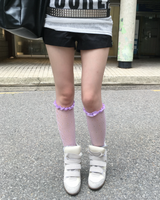 Color lace knee socks