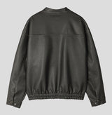 Gross cut washed leather jacket