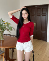 [1+1] Pose Round Three Quarter T-shirt