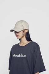 24FW CHAIN EMBOSSING SCRIPT PRINTING SHORT SLEEVE T-SHIRT CHARCOAL 