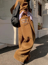 [Mink Brushed] トラスト ベルベット コーデュロイ クロップ フード パンツ セット