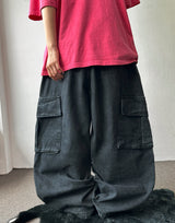 Eve Parachute Cargo Balloon Denim Pants 3color