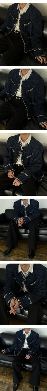[S/S] Navy twist tweed jacket