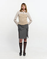 Ribbon Tied Slit Skirt _ GREY