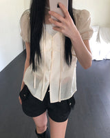 Hears Back Ribbon Puff Blouse
