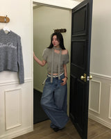 [ORIGINAL] HOLLY TIE SHORT-SLEEVE KNITTED SET