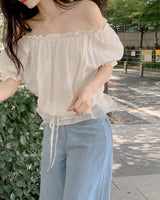 Off‑shoulder frill string blouse