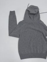 [wool 55%] ミニホールラグランフーデッドニット