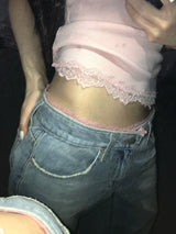 pink lingerie outfit denim pt