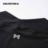 Black Stretch Polyester Blend Cropped Open-Front Long Sleeve Bolero Shrug for Women